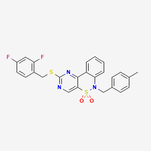 molecular formula C25H19F2N3O2S2 B2359371 2-[(2,4-二氟苄基)硫烷基]-6-(4-甲基苄基)-6H-嘧啶并[5,4-c][2,1]苯并噻嗪 5,5-二氧化物 CAS No. 1326875-95-9