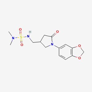 molecular formula C14H19N3O5S B2359372 1-(1,3-Benzodioxol-5-yl)-4-[(dimethylsulfamoylamino)methyl]-2-oxopyrrolidine CAS No. 955234-68-1