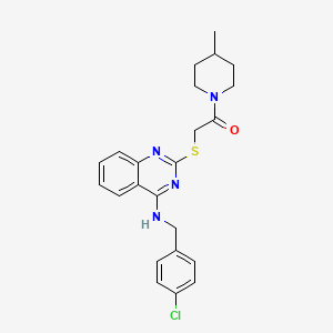2-((4-((4-Chlorobenzyl)amino)quinazolin-2-yl)thio)-1-(4-methylpiperidin-1-yl)ethanone