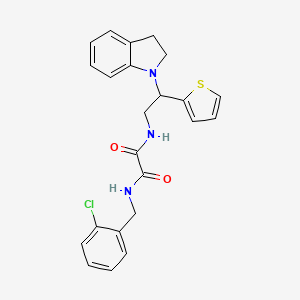 molecular formula C23H22ClN3O2S B2359384 N1-(2-chlorobenzyl)-N2-(2-(indolin-1-yl)-2-(thiophen-2-yl)ethyl)oxalamide CAS No. 898424-25-4