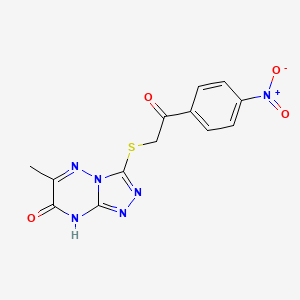 molecular formula C13H10N6O4S B2359392 6-methyl-3-{[2-(4-nitrophenyl)-2-oxoethyl]sulfanyl}[1,2,4]triazolo[4,3-b][1,2,4]triazin-7(8H)-one CAS No. 898438-03-4