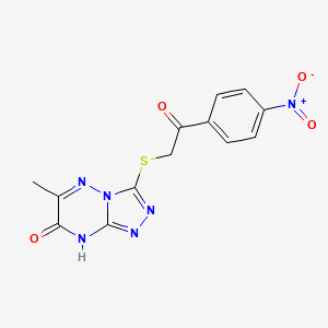 molecular formula C13H10N6O4S B2359392 6-méthyl-3-{[2-(4-nitrophényl)-2-oxoéthyl]sulfanyl}[1,2,4]triazolo[4,3-b][1,2,4]triazin-7(8H)-one CAS No. 898438-03-4