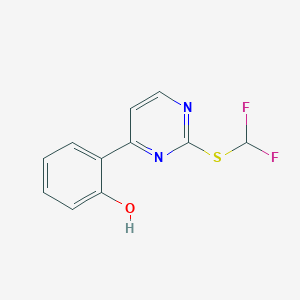 molecular formula C11H8F2N2OS B2359393 2-{2-[(二氟甲基)硫代]-4-嘧啶基}苯酚 CAS No. 477859-75-9