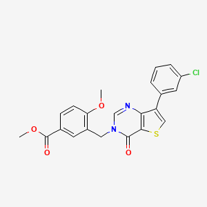 molecular formula C22H17ClN2O4S B2359400 methyl 3-{[7-(3-chlorophenyl)-4-oxothieno[3,2-d]pyrimidin-3(4H)-yl]methyl}-4-methoxybenzoate CAS No. 1105238-47-8