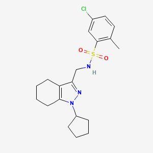 molecular formula C20H26ClN3O2S B2359405 5-chloro-N-((1-cyclopentyl-4,5,6,7-tetrahydro-1H-indazol-3-yl)methyl)-2-methylbenzenesulfonamide CAS No. 1448050-52-9
