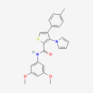 molecular formula C24H22N2O3S B2359408 N-(3,5-dimethoxyphenyl)-3-(1H-pyrrol-1-yl)-4-(p-tolyl)thiophene-2-carboxamide CAS No. 1359321-76-8