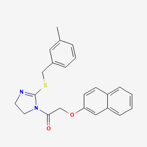 1-[2-[(3-Methylphenyl)methylsulfanyl]-4,5-dihydroimidazol-1-yl]-2-naphthalen-2-yloxyethanone