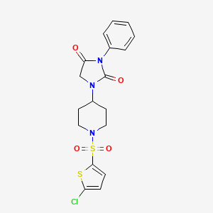 molecular formula C18H18ClN3O4S2 B2359416 1-(1-((5-Chlorthiophen-2-yl)sulfonyl)piperidin-4-yl)-3-phenylimidazolidin-2,4-dion CAS No. 2034332-43-7