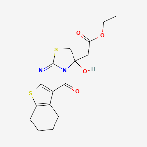 molecular formula C16H18N2O4S2 B2359417 ethyl (3-hydroxy-5-oxo-2,3,6,7,8,9-hexahydro-5H-[1]benzothieno[2,3-d][1,3]thiazolo[3,2-a]pyrimidin-3-yl)acetate CAS No. 327094-65-5