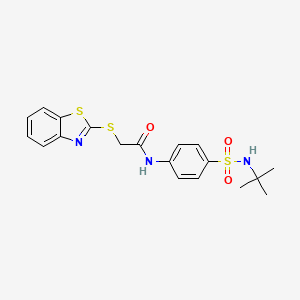 molecular formula C19H21N3O3S3 B2359419 2-(1,3-benzothiazol-2-ylsulfanyl)-N-[4-(tert-butylsulfamoyl)phenyl]acetamide CAS No. 831234-81-2