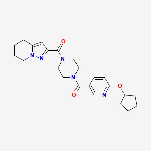 molecular formula C23H29N5O3 B2359428 (4-(6-(环戊氧基)烟酰基)哌嗪-1-基)(4,5,6,7-四氢吡唑并[1,5-a]吡啶-2-基)甲酮 CAS No. 1903885-50-6