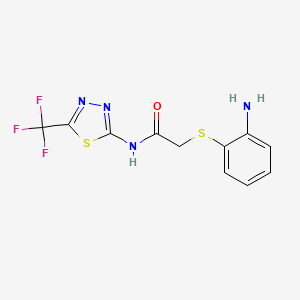 molecular formula C11H9F3N4OS2 B2359430 2-[(2-aminophenyl)sulfanyl]-N-[5-(trifluoromethyl)-1,3,4-thiadiazol-2-yl]acetamide CAS No. 478045-34-0