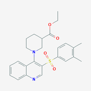 Ethyl 1-(3-((3,4-dimethylphenyl)sulfonyl)quinolin-4-yl)piperidine-3-carboxylate