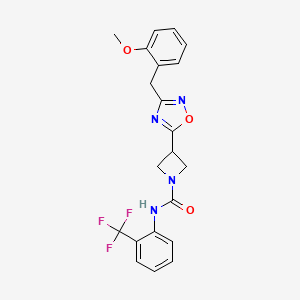 molecular formula C21H19F3N4O3 B2359442 3-(3-(2-甲氧基苄基)-1,2,4-恶二唑-5-基)-N-(2-(三氟甲基)苯基)氮杂环丁烷-1-甲酰胺 CAS No. 1396798-06-3