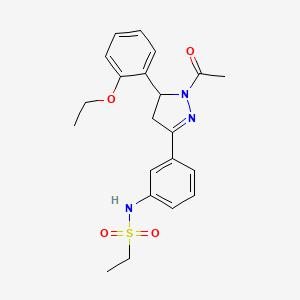 molecular formula C21H25N3O4S B2359447 N-(3-(1-acetyl-5-(2-ethoxyphenyl)-4,5-dihydro-1H-pyrazol-3-yl)phenyl)ethanesulfonamide CAS No. 863002-02-2