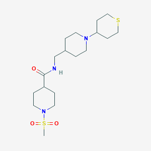 molecular formula C18H33N3O3S2 B2359449 1-Methylsulfonyl-N-[[1-(thian-4-yl)piperidin-4-yl]methyl]piperidine-4-carboxamide CAS No. 2415623-91-3
