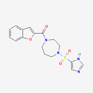 molecular formula C17H18N4O4S B2359453 (4-((1H-咪唑-4-基)磺酰基)-1,4-二氮杂环-1-基)(苯并呋喃-2-基)甲苯酮 CAS No. 1903496-50-3