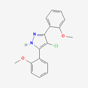 molecular formula C17H15ClN2O2 B2359455 4-chloro-3,5-bis(2-methoxyphenyl)-1H-pyrazole CAS No. 1159919-07-9