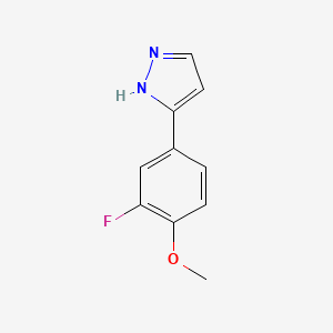 molecular formula C10H9FN2O B2359465 5-(3-氟-4-甲氧基苯基)-1H-吡唑 CAS No. 1158627-31-6