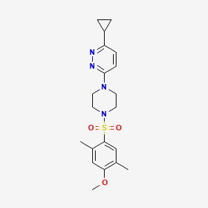 molecular formula C20H26N4O3S B2359487 3-Cyclopropyl-6-(4-((4-methoxy-2,5-dimethylphenyl)sulfonyl)piperazin-1-yl)pyridazine CAS No. 2034469-79-7