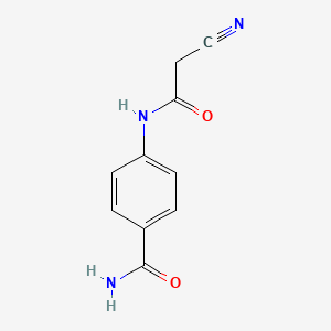 molecular formula C10H9N3O2 B2359488 4-[(氰基乙酰)氨基]苯甲酰胺 CAS No. 445254-45-5