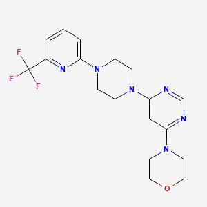 molecular formula C18H21F3N6O B2359489 4-[6-[4-[6-(Trifluoromethyl)pyridin-2-yl]piperazin-1-yl]pyrimidin-4-yl]morpholine CAS No. 2415461-53-7