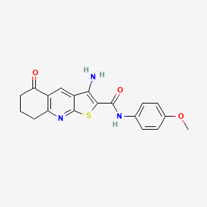 molecular formula C19H17N3O3S B2359494 3-氨基-N-(4-甲氧基苯基)-5-氧代-5,6,7,8-四氢噻吩并[2,3-b]喹啉-2-甲酰胺 CAS No. 370851-68-6