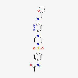 molecular formula C21H28N6O4S B2359504 N-(4-((4-(6-(((テトラヒドロフラン-2-イル)メチル)アミノ)ピリダジン-3-イル)ピペラジン-1-イル)スルホニル)フェニル)アセトアミド CAS No. 899953-42-5