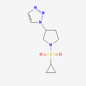 molecular formula C9H14N4O2S B2359524 1-(1-(cyclopropylsulfonyl)pyrrolidin-3-yl)-1H-1,2,3-triazole CAS No. 1798489-49-2