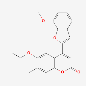 molecular formula C21H18O5 B2359531 6-ethoxy-4-(7-methoxy-1-benzofuran-2-yl)-7-methyl-2H-chromen-2-one CAS No. 898430-17-6