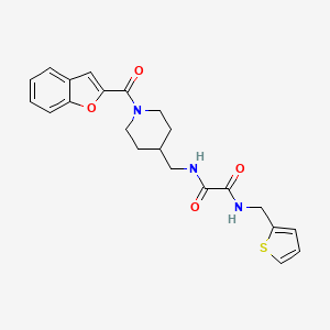 molecular formula C22H23N3O4S B2359535 N1-((1-(苯并呋喃-2-甲酰)哌啶-4-基)甲基)-N2-(噻吩-2-基甲基)草酰胺 CAS No. 1234811-28-9