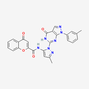 N-(3-methyl-1-(4-oxo-1-(m-tolyl)-4,5-dihydro-1H-pyrazolo[3,4-d]pyrimidin-6-yl)-1H-pyrazol-5-yl)-4-oxo-4H-chromene-2-carboxamide
