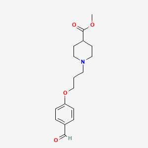 molecular formula C17H23NO4 B2359543 1-[3-(4-甲酰苯氧基)丙基]哌啶-4-甲酸甲酯 CAS No. 860649-12-3