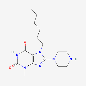 7-Hexyl-3-methyl-8-piperazin-1-ylpurine-2,6-dione