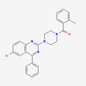 molecular formula C26H23BrN4O B2359558 2-甲基苯基-4-(6-溴-4-苯基喹唑啉-2-基)哌嗪基酮 CAS No. 330202-29-4