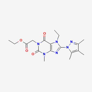 ethyl 2-(7-ethyl-3-methyl-2,6-dioxo-8-(3,4,5-trimethyl-1H-pyrazol-1-yl)-2,3,6,7-tetrahydro-1H-purin-1-yl)acetate