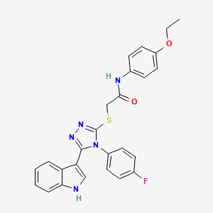 molecular formula C26H22FN5O2S B2359564 N-(4-ethoxyphenyl)-2-((4-(4-fluorophenyl)-5-(1H-indol-3-yl)-4H-1,2,4-triazol-3-yl)thio)acetamide CAS No. 946236-36-8