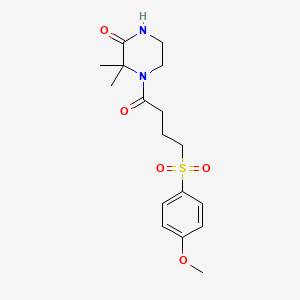 molecular formula C17H24N2O5S B2359567 4-(4-((4-Methoxyphenyl)sulfonyl)butanoyl)-3,3-dimethylpiperazin-2-one CAS No. 946281-99-8