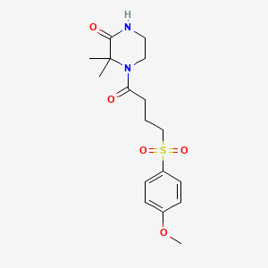 molecular formula C17H24N2O5S B2359567 4-(4-((4-甲氧基苯基)磺酰基)丁酰基)-3,3-二甲基哌嗪-2-酮 CAS No. 946281-99-8