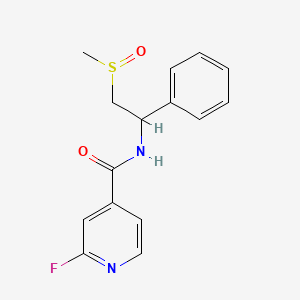 molecular formula C15H15FN2O2S B2359574 2-Fluoro-N-(2-methylsulfinyl-1-phenylethyl)pyridine-4-carboxamide CAS No. 1436082-55-1