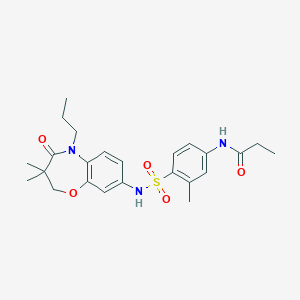 molecular formula C24H31N3O5S B2359577 N-(4-(N-(3,3-二甲基-4-氧代-5-丙基-2,3,4,5-四氢苯并[b][1,4]恶杂环庚-8-基)磺酰基)-3-甲基苯基)丙酰胺 CAS No. 922050-03-1