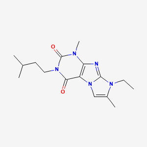 molecular formula C16H23N5O2 B2359582 8-ethyl-3-isopentyl-1,7-dimethyl-1H-imidazo[2,1-f]purine-2,4(3H,8H)-dione CAS No. 887462-15-9