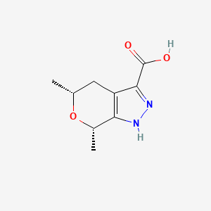 molecular formula C9H12N2O3 B2359584 (5R,7S)-5,7-Dimethyl-1,4,5,7-tetrahydropyrano[3,4-c]pyrazole-3-carboxylic acid CAS No. 2247103-83-7
