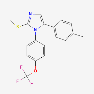 molecular formula C18H15F3N2OS B2359588 2-(甲硫基)-5-(对甲苯基)-1-(4-(三氟甲氧基)苯基)-1H-咪唑 CAS No. 1226448-03-8