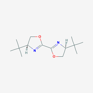 molecular formula C14H24N2O2 B2359591 (4S,4'S)-4,4'-Bis(1,1-dimethylethyl)-4,4',5,5'-tetrahydro-2,2'-bioxazole CAS No. 135565-31-0