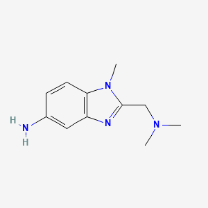 molecular formula C11H16N4 B2359599 2-((二甲氨基)甲基)-1-甲基-1H-苯并[d]咪唑-5-胺 CAS No. 1091747-12-4