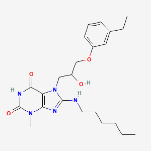 7-(3-(3-ethylphenoxy)-2-hydroxypropyl)-8-(hexylamino)-3-methyl-1H-purine-2,6(3H,7H)-dione