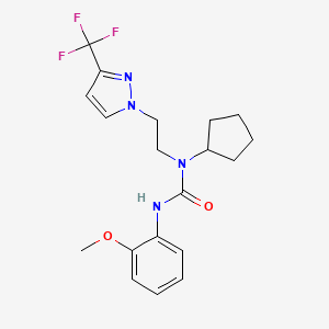 molecular formula C19H23F3N4O2 B2359603 1-cyclopentyl-3-(2-methoxyphenyl)-1-(2-(3-(trifluoromethyl)-1H-pyrazol-1-yl)ethyl)urea CAS No. 2034379-42-3
