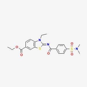 molecular formula C21H23N3O5S2 B2359604 Ethyl 2-[4-(dimethylsulfamoyl)benzoyl]imino-3-ethyl-1,3-benzothiazole-6-carboxylate CAS No. 850909-50-1
