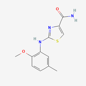 molecular formula C12H13N3O2S B2359608 2-((2-甲氧基-5-甲基苯基)氨基)噻唑-4-甲酰胺 CAS No. 1171512-36-9